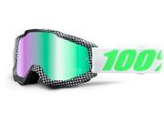 100% Accuri Newsworthy MX Goggles White Green Mirror Lens