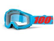 100% Accuri Clear Lens Youth MX Goggles Acid Cyan Blue