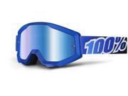 100% Strata MX Goggles Mirror Lens Blue Lagoon Blue
