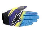 Alpinestars Techstar Venom Mens MX Offroad Gloves Lime Green Cyan Blue Purple SM