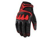 Icon Overlord Resistance Short Gloves Red Black MD