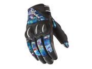 Joe Rocket Cyntek Womens Leather Gloves Amethyst Black Blue Green XL