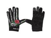 Lethal Threat Gloves Womens Short Cuff Textile Rose Bone White SM