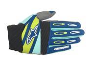 Alpinestars Techstar Factory Mens MX Offroad Gloves Navy Turquoise Blue Lime XL