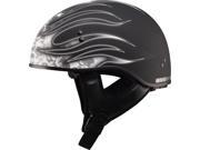 Gmax GM65 Flame Half Helmet Flat Black White LG