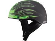 G max Gm65 Flame Half Helmet Flat Black green Xs G1657223