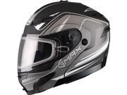 Gmax GM54 Terrain Modular Snowmobile Helmet Flat Black Silver LG