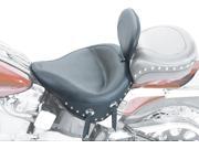 Mustang Wide Studded Solo Front Seat With Driver Backrest Black Fits 00 03 Harley FLSTS Heritage Softail Springer