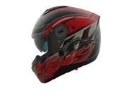 Vega F117 Carbon Fiber Torch Graphic Quick Release Full Face Helmet Red LG