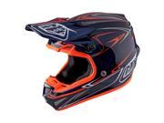 Troy Lee Designs SE4 Pinstripe Carbon Moto Helmet Navy Blue Orange SM