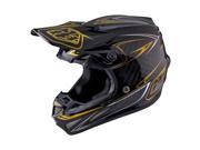 Troy Lee Designs SE4 Pinstripe Carbon Moto Helmet Black Gold LG