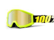 100% Strata MX Goggles Mirror Lens Neon Yellow Gold