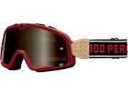 100% Barstow Classic MX Offroad Goggles Red Black Tan Bronze Lens One Size