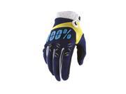 100% Airmatic Mens MX Offroad Gloves Navy Blue Yellow LG