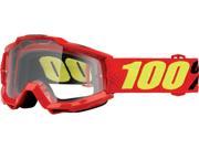 100% Accuri Saarinen MX Offroad Goggles Red Clear Lens OS