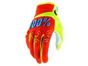 100% Airmatic Mens MX Offroad Gloves Orange Yellow Blue LG