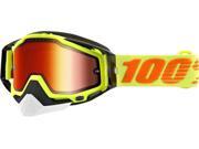 100% Racecraft Snow Attack Snow Goggles Yellow Mirrored Lens OS