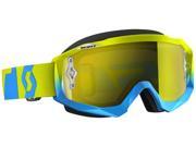 Scott USA Hustle Oxide 2016 MX Offroad Goggles Blue Green Yellow Chrome Lens