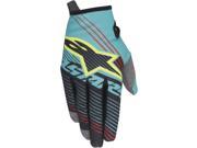 Alpinestars Radar Tracker MX Offroad Gloves Teal Black Yellow Fluorescent SM