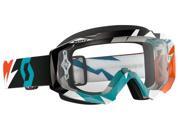 Scott USA Hustle Cracked 2016 MX Offroad Goggles Orange Turquoise Clear Works Lens