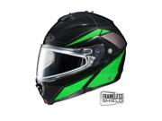 HJC IS MAX 2 Elemental Snow Helmet w Dual Frameless Shield Green Black LG