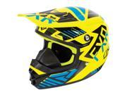 FXR Throttle Battalion Youth MX Offroad Snowmobile Helmet Hi Vis Blue Black MD