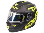 FXR Fuel Elite Modular Helmet w Electric Shield Black Hi Vis Charcoal Gray MD