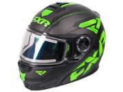 FXR Fuel Elite Modular Helmet w Electric Shield Black Lime Green Charcoal Gray MD