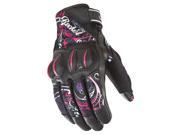 Joe Rocket Cyntek Womens Leather Gloves Eye Candy Pink Purple Black MD