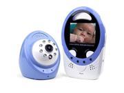 2.4GHz 2.4 Digital Wireless Baby Monitor w Infrared Night Vision Color Camera Blue White
