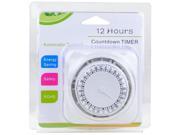 12 Hour Indoor Countdown Appliance Timer White Turns Off Lights or Appliances Automatically!