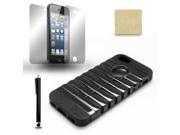 For iPhone 5 Black Combo Hard Rubber Case Cover Screen Film Stylus Pen
