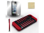 For iPhone 5 Red Black Combo Hard Rubber Case Cover Screen Film Stylus Pen