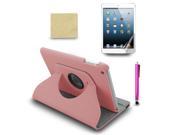For iPad Mini 360 Rotating PU Leather Case Cover Stylus Pen Film Pink
