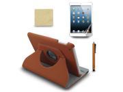 For iPad Mini 360 Rotating PU Leather Case Cover Stylus Pen Film Brown
