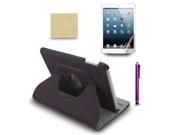 For iPad Mini 360 Rotating PU Leather Case Cover Stylus Pen Film Purple
