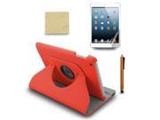 For iPad Mini 360 Rotating PU Leather Case Cover Stylus Pen Film Orange