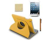 For iPad Mini 360 Rotating PU Leather Case Cover Stylus Pen Film Yellow