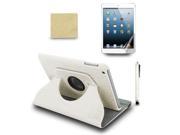 For Apple iPad Mini 360 Rotating PU Leather Case Cover Stylus Pen Film White
