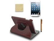 For Apple iPad Mini 360 Rotating PU Leather Case Cover Stylus Pen Film Brown