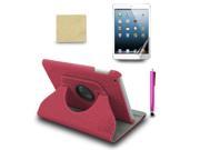 For Apple iPad Mini Croc 360° PU Leather Case Cover Stylus Pen Film Hot Pink