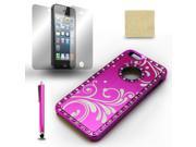 For iPhone 5 Bling Crystal Chrome Hot Pink Case Cover Stylus Pen Screen Film