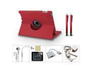 Bundle 10in1 Accessory for iPad 3 2 Case Charger Stylus Earphone HDMI Dock Red