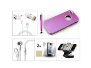 Bundle 9in1 Accessory for iPhone 5 5G Pink Case Film Earphone Power Charger