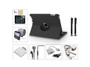 Bundle 13in1 Accessory for iPad 3 2 Case Charger Earphone Stylus Film HDMI Black