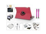 Bundle 13in1 Accessory for iPad 3 2 Case Charger Earphone Reader HDMI Hot Pink