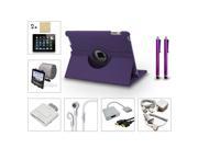 Bundle 13in1 Accessory for iPad 3 2 Case Charger Card Reader Stylus HDMI Purple