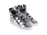 Radii Point Liquid Silver Leather Mens High Top Sneakers