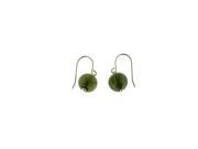 Sterling Silver 10MM Green Murano Glass Bead Dangle Drop Earrings