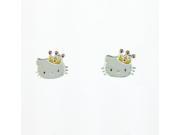 Sterling Silver Sanrio Hello Kitty Crown Stud Earrings